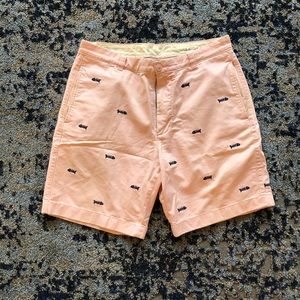 Pink J Crew shorts with fishbone pattern